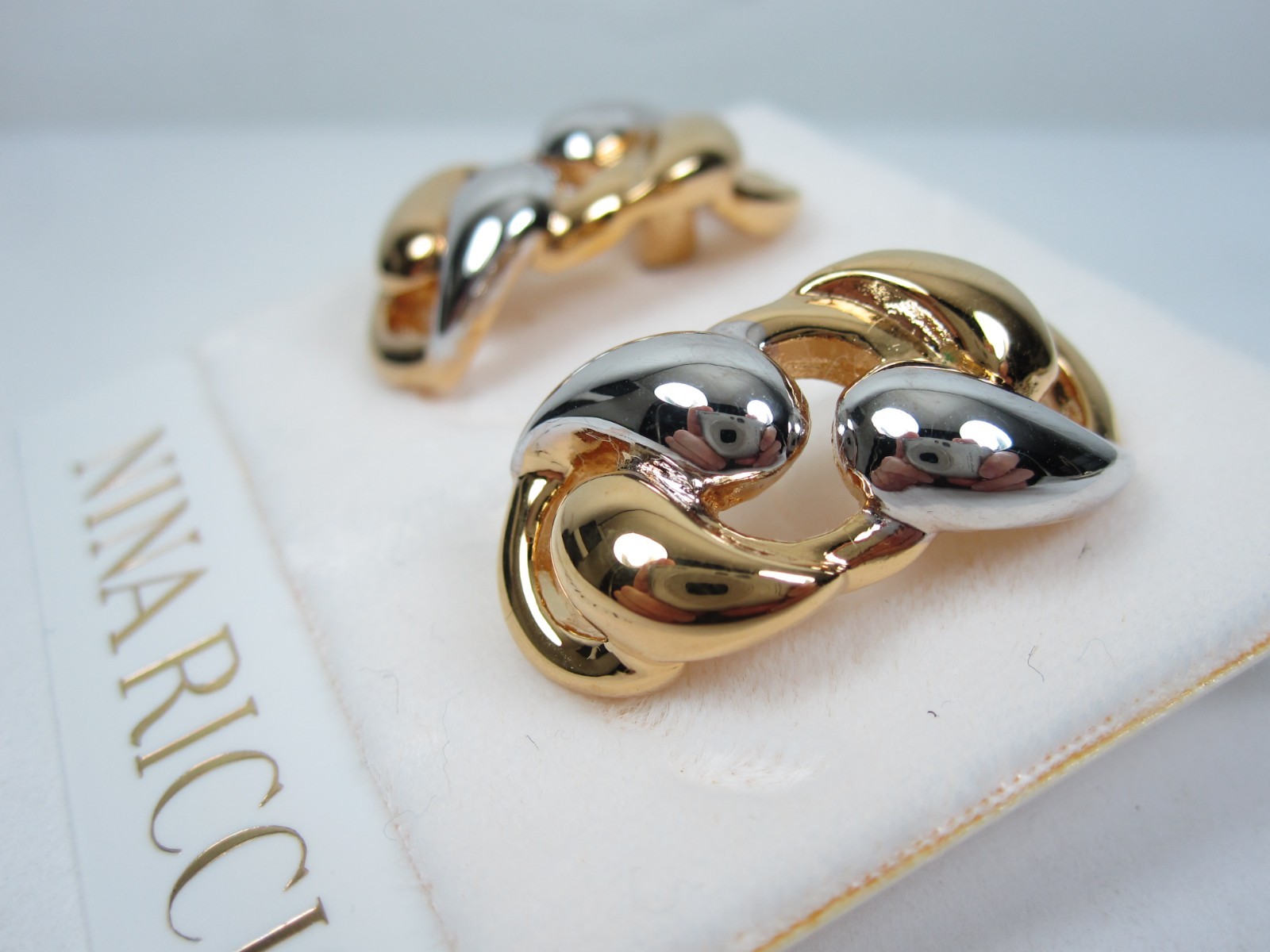 Nina Ricci Gold & Rhodium Plated Pierced Earrings – 8282
