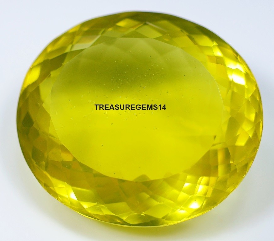 24.3 Ct 11X16X21 mm Natural Transparent Lemon Quartz faceted Oval Gems KB-50