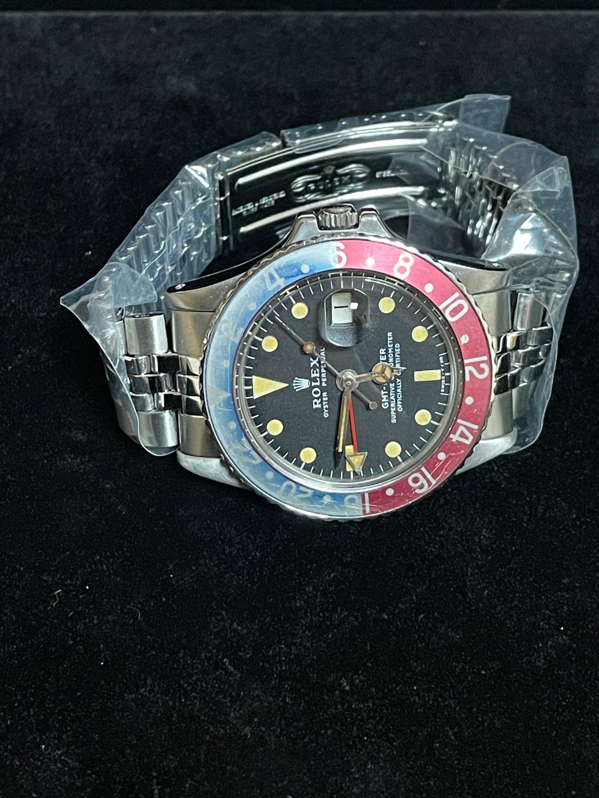 1972 Rolex Pepsi GMT-Master 1675 Red Back Insert Black Dial MK2 SS Jubilee 40mm