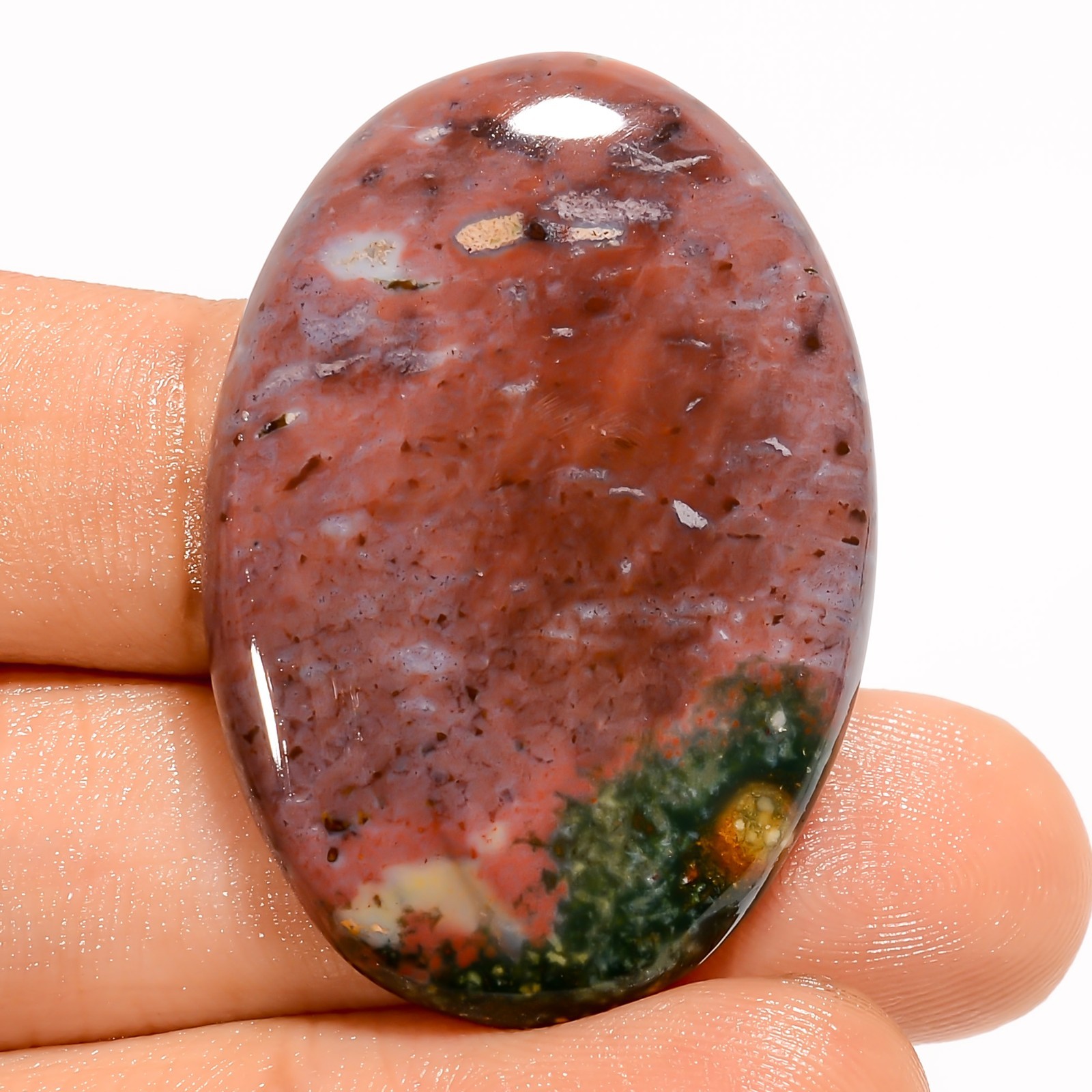 41 Ct Natural Bloodstone Oval Cabochon Loose Gemstone For Jewelry 36X25X5 mm