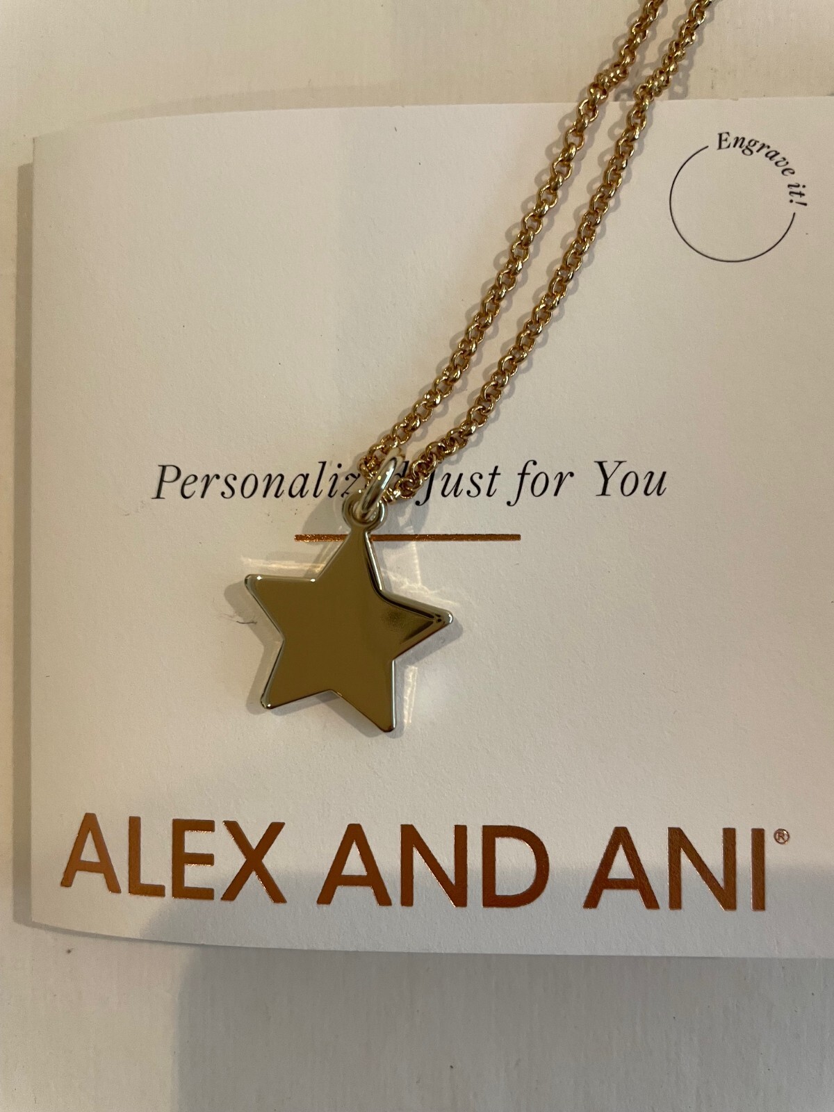 alex and ani gold star charm necklace, gift box,19″chain, nickel free