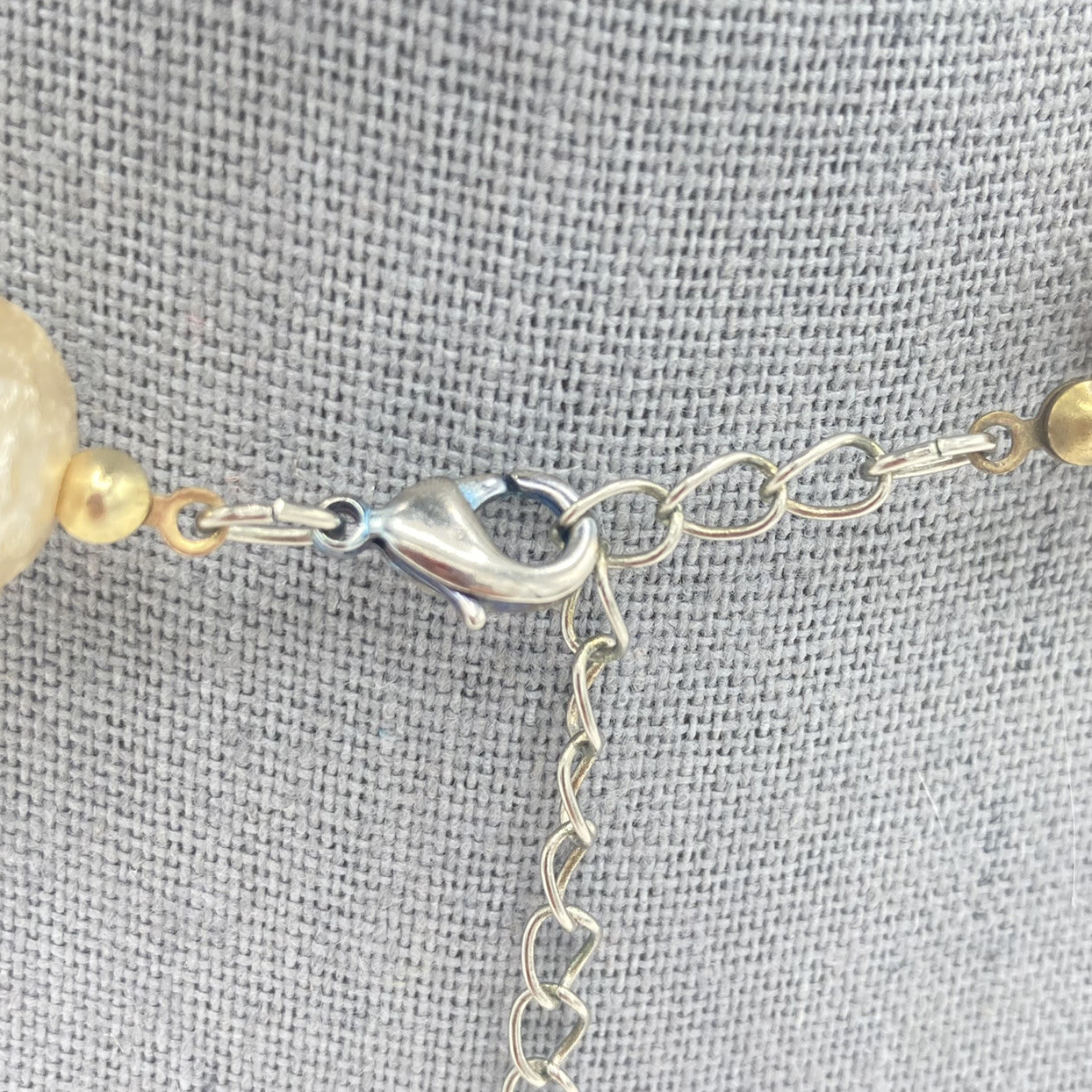 Green Brown Cream/ Champagne Color Textured Beaded 16” Single Strand Necklace