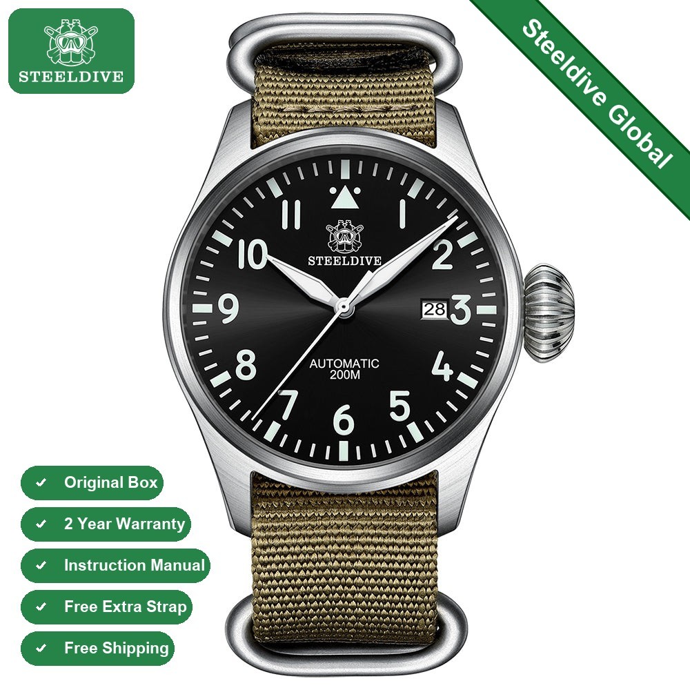 STEELDIVE SD1930 Mens 43mm 200M Automatic Dive Watch NH35 Steel