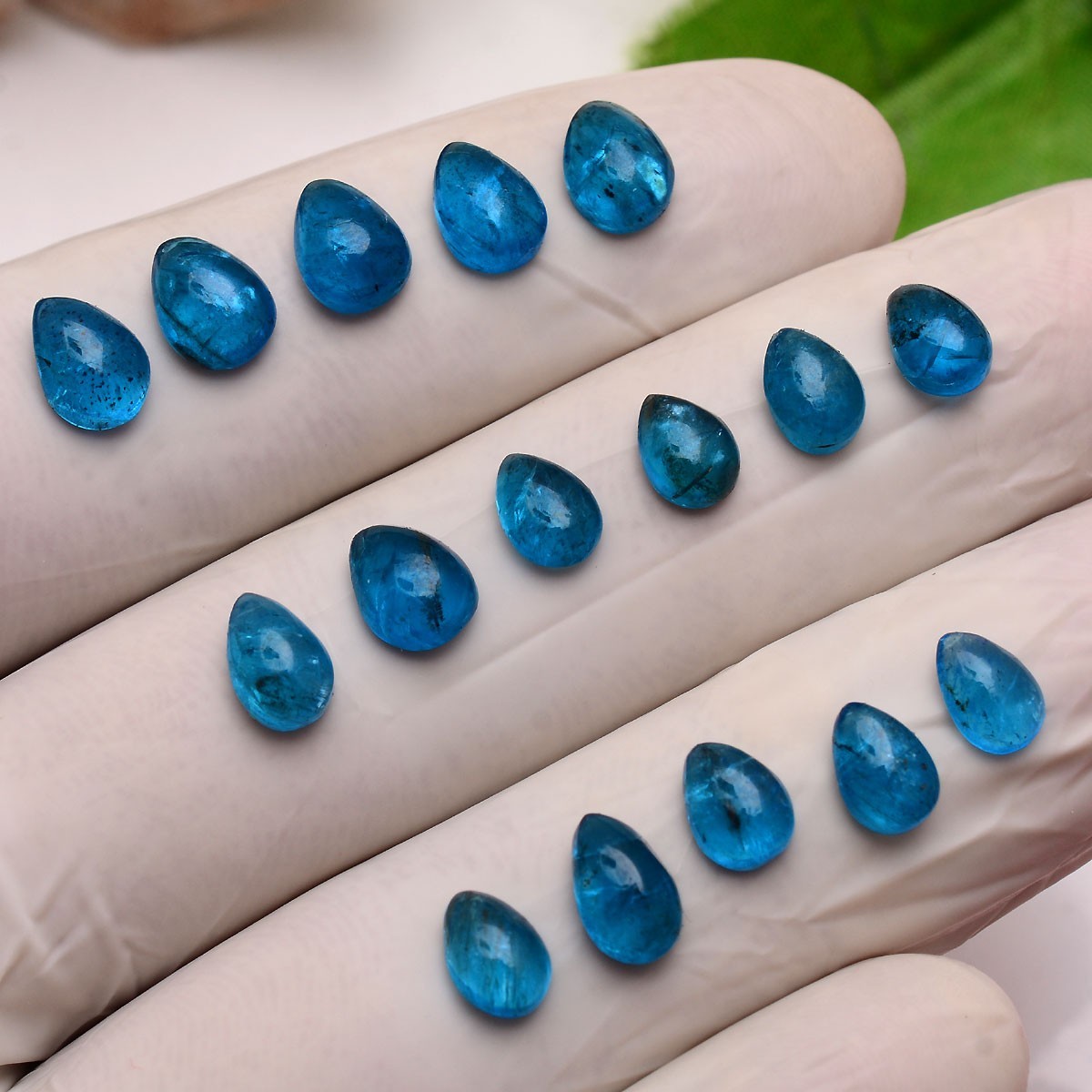 Set 15 Pcs Natural Apatite Untreated 7mm-8mm Pear Stunning Loose Gemstones Lot