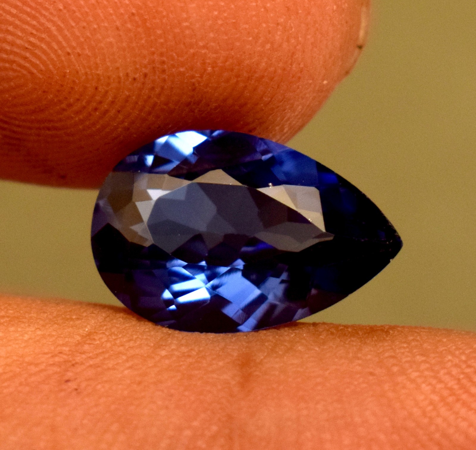 Lab Grown Blue Color Sapphire 3.30 Ct Pear Certified Loose Gemstone For Ring