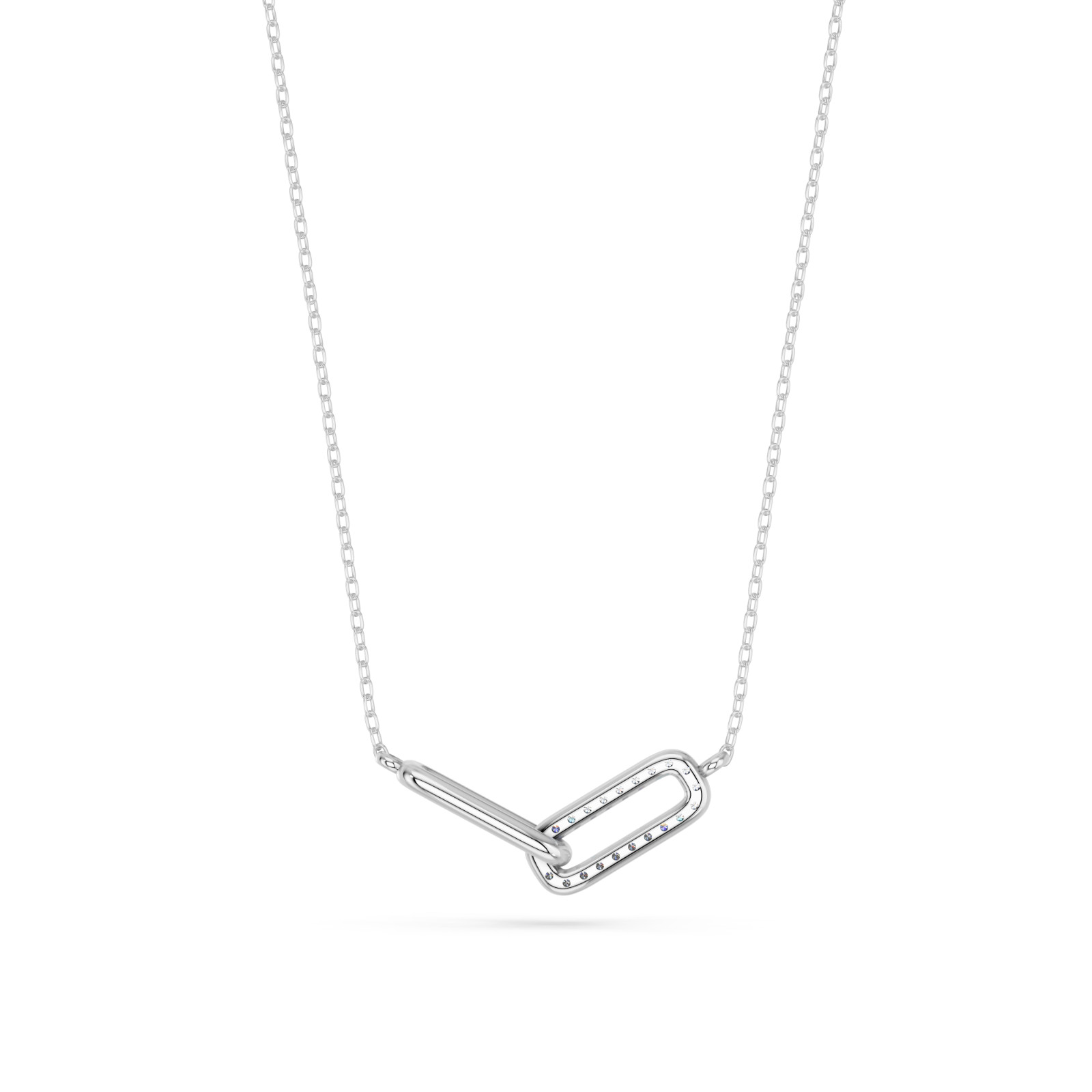 0.10Ct Lab Grown Round Diamond Paperclip Necklace 10K Solid Gold for Women