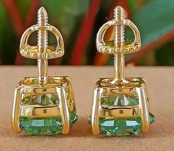 5.00 Ct Blue Round Diamond Treated Studs Earrings in 925 Silver