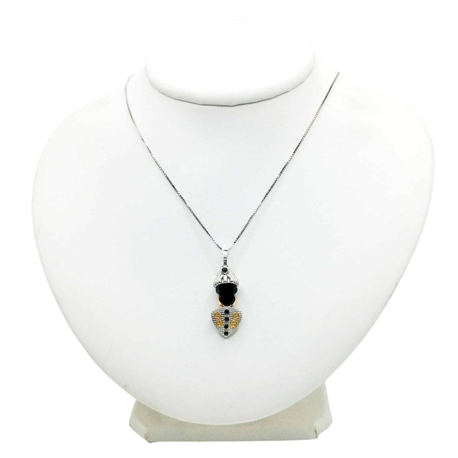 Moretto Venetian 925 Silver Handcrafted Necklace with Black Spinel