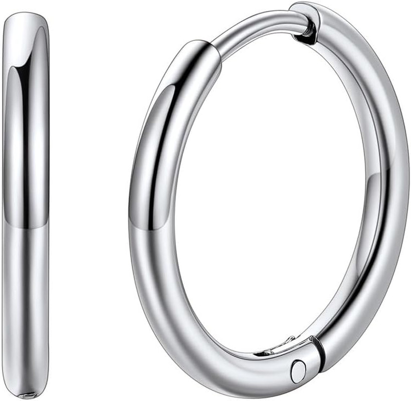 Stainless Steel Black/Silver/Gold Hoop Earrings for Men – Hypoallergenic Small H