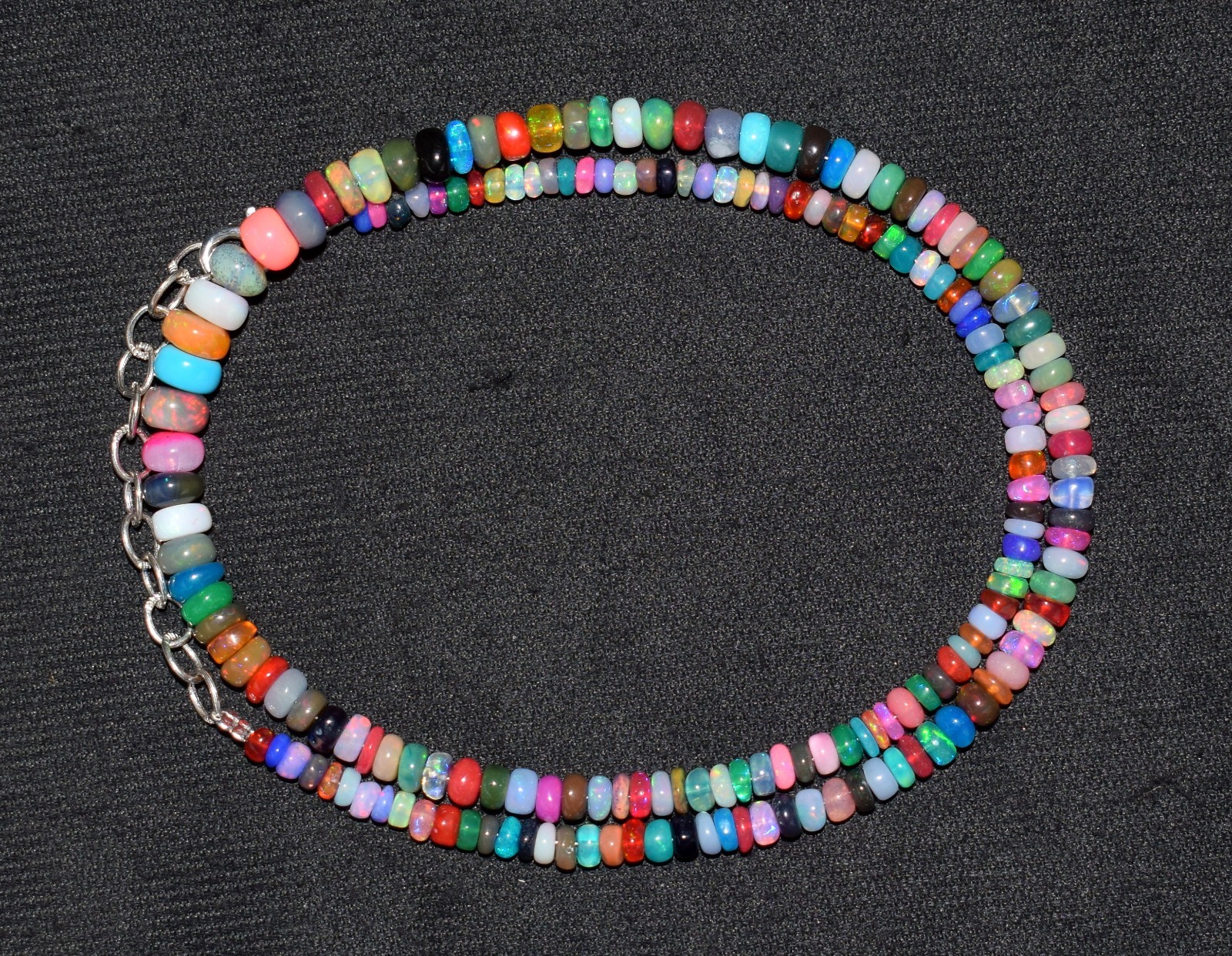 16”Natural Ethiopian Opal Wello Fire Opal Gemstone Bead Necklace AF564