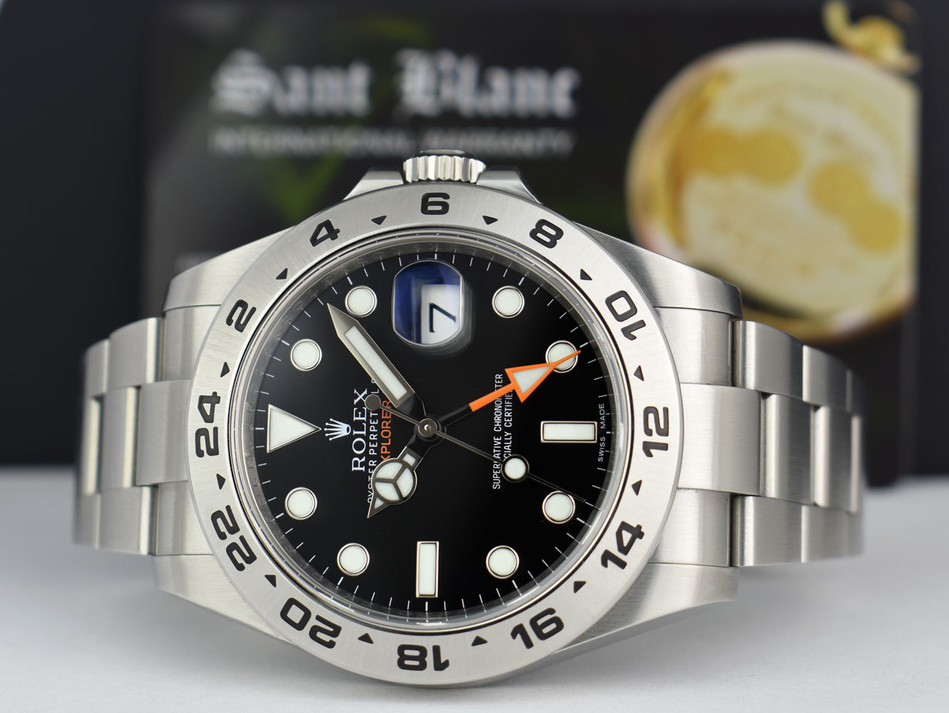 ROLEX – 42mm Stainless Explorer II Black Index CARD BOX 216570 – SANT BLANC