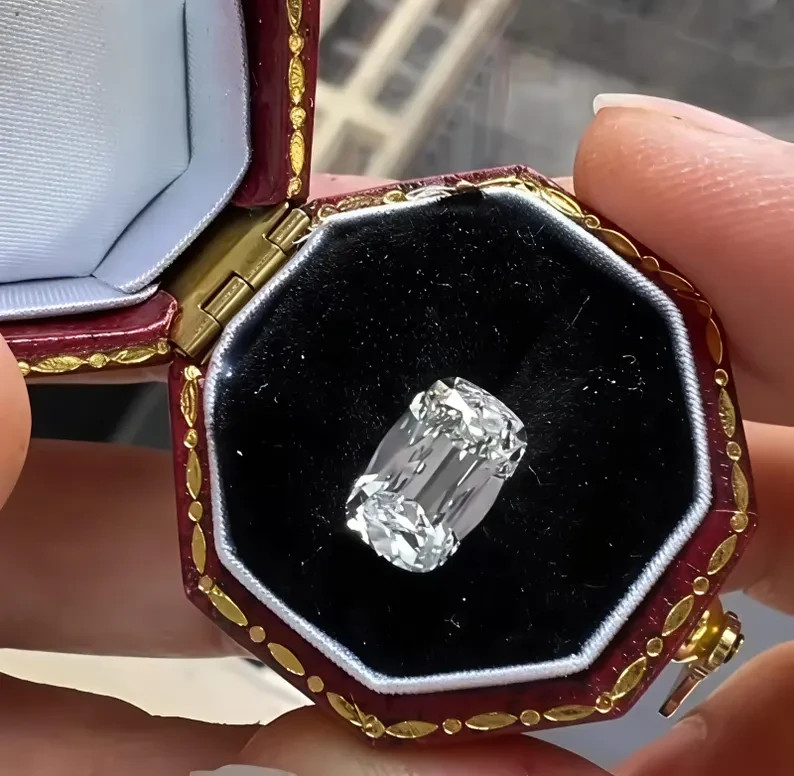 2.60 CT Elongated Cushion Cut D Color VVS1 Lab Grown Moissanite Diamond, 7×10 mm