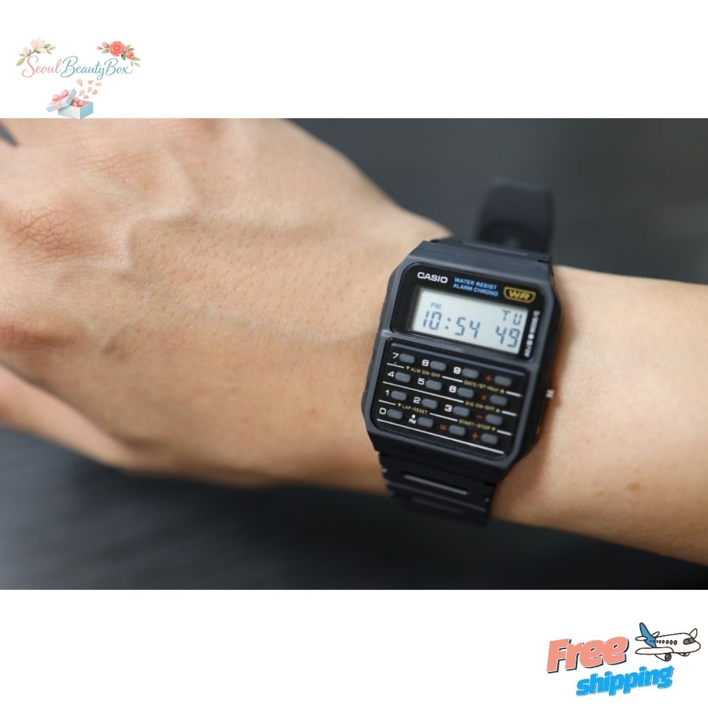 Casio CA-53W-1Z Calculator Watch Black Resin 8-Digit Dual Time Unisex Vintage