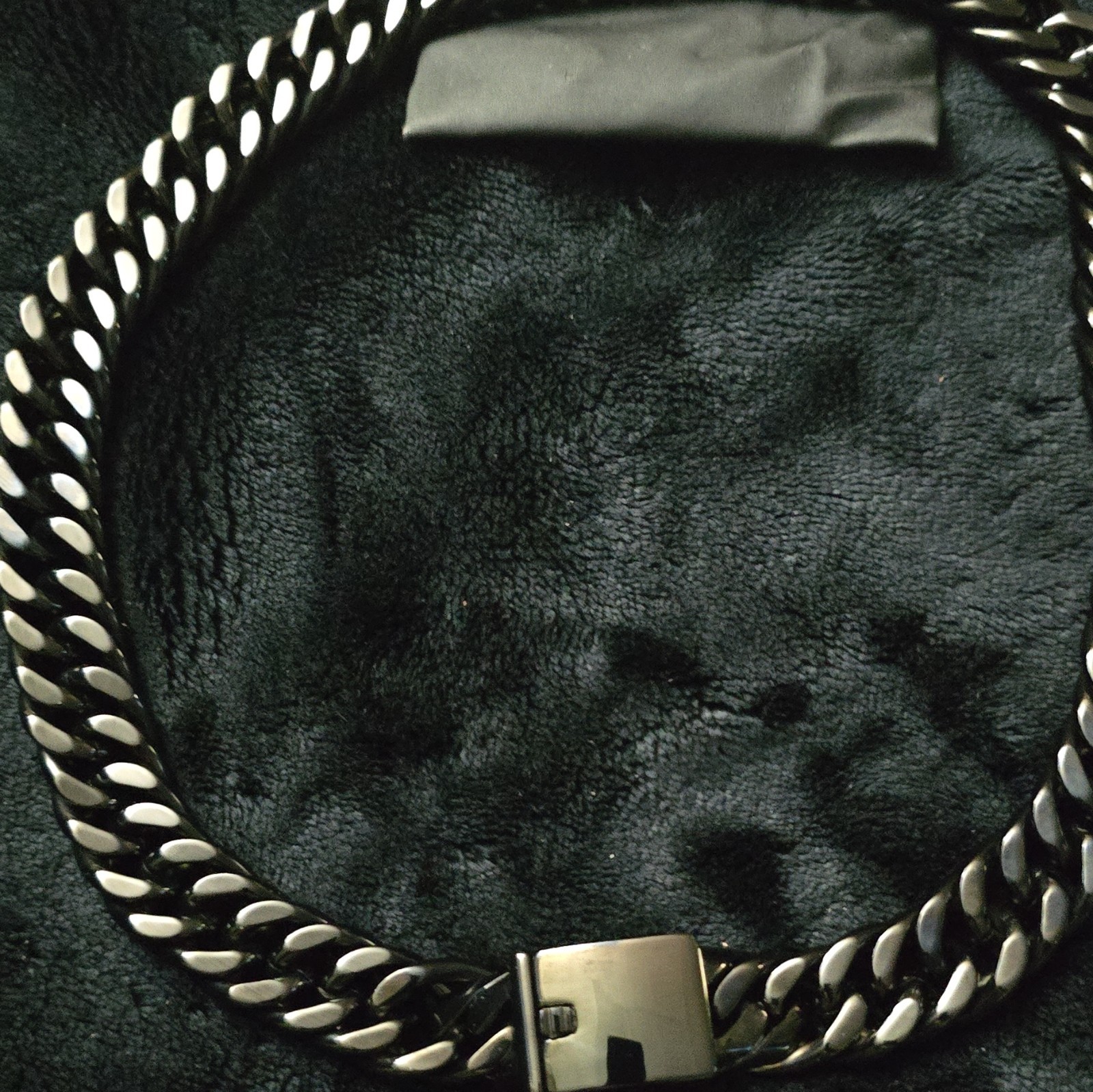 Silver & Black Metal Curb Chain Necklace, Chain Style, Box Clasp Closure