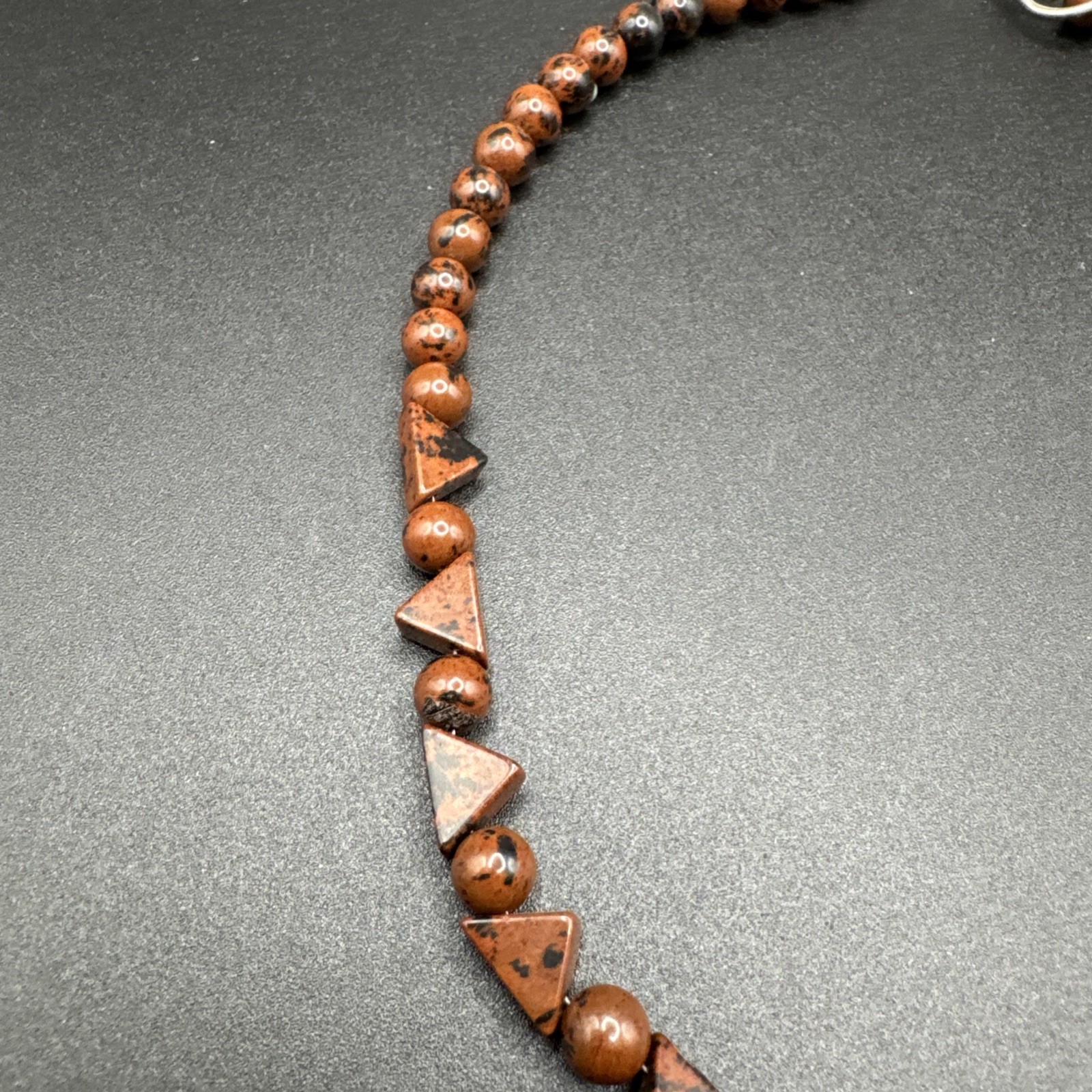 Vintage Brown and Black Beaded Necklace On 925 Closure