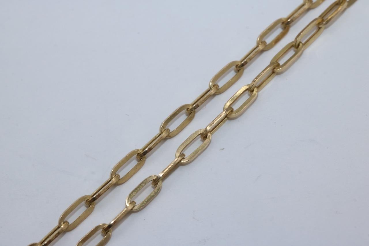 Fine 14K Yellow Gold 3mm Paperclip Link Chain Necklace 18″ Long