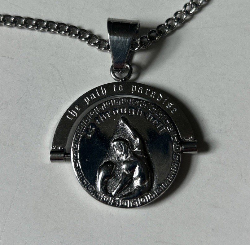 Cemetary Man Charm & Necklace 24″-Path to paradiseis thru hell/compass-move-NWOT
