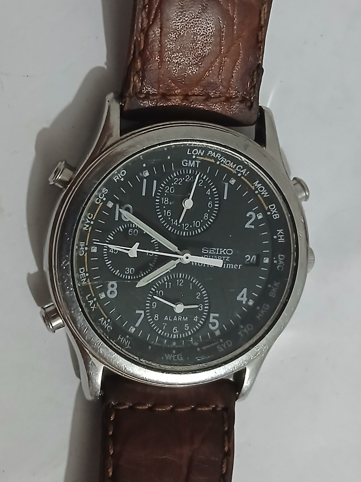 Vintage Seiko Alarm Clock Seiko GMT Seiko 5T52-6A10 Wrist Watch