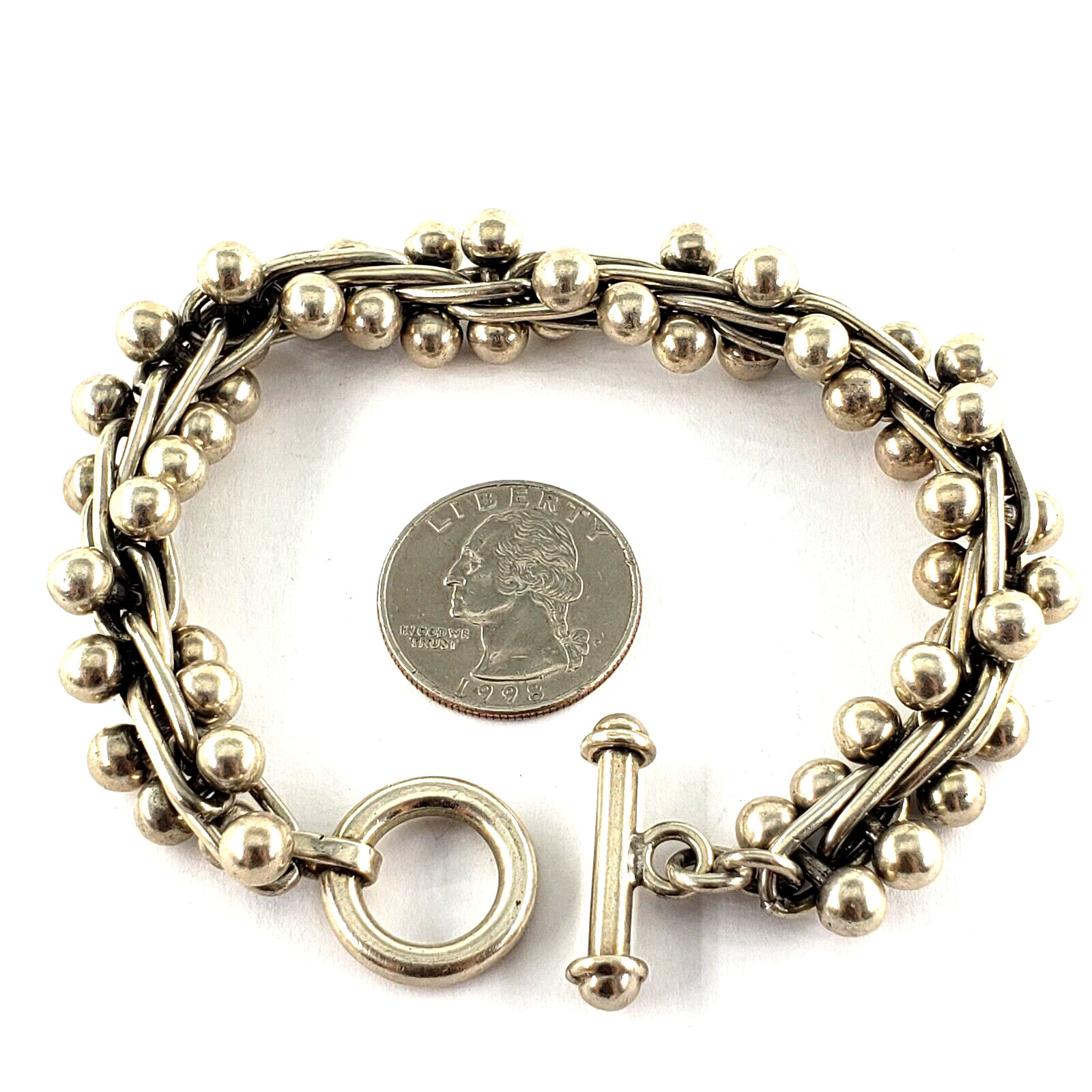 SILPADA Sterling Silver Jewelry Set CHA CHA 9″ Bracelet Ring Size 7 Beaded Ball