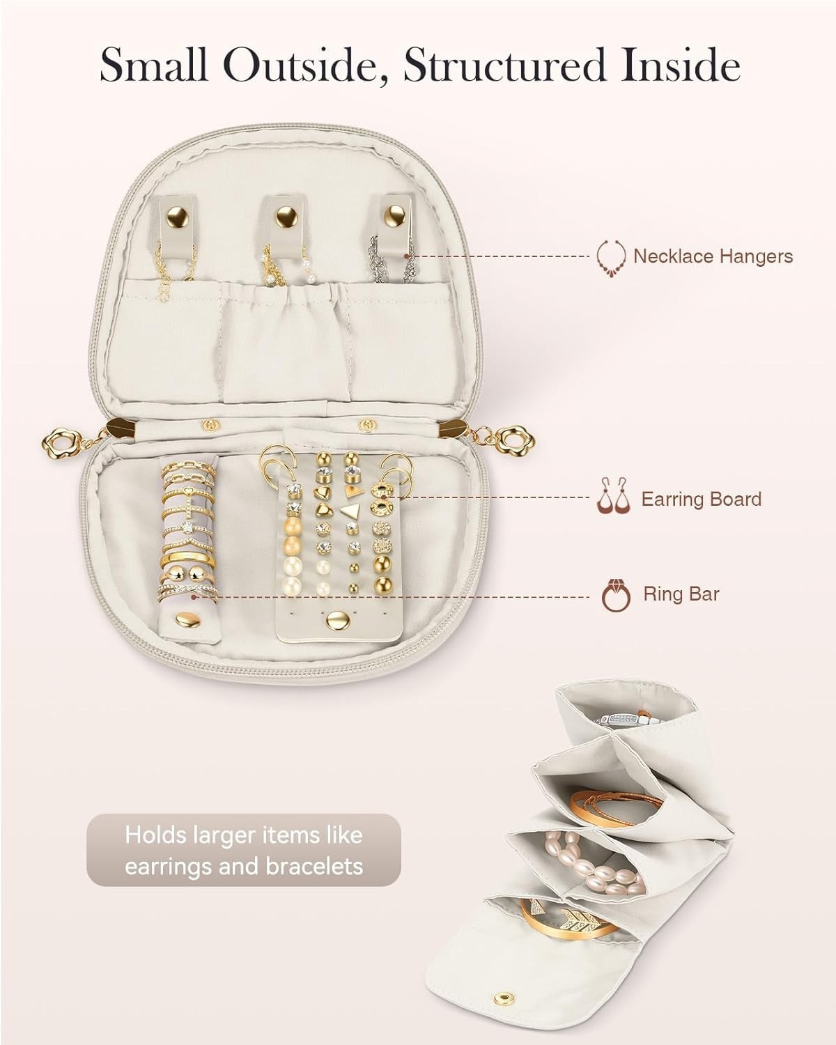 Travel Jewelry Case Small Velvet Jewelry Bag w Zipper Portable Organizer Pouch