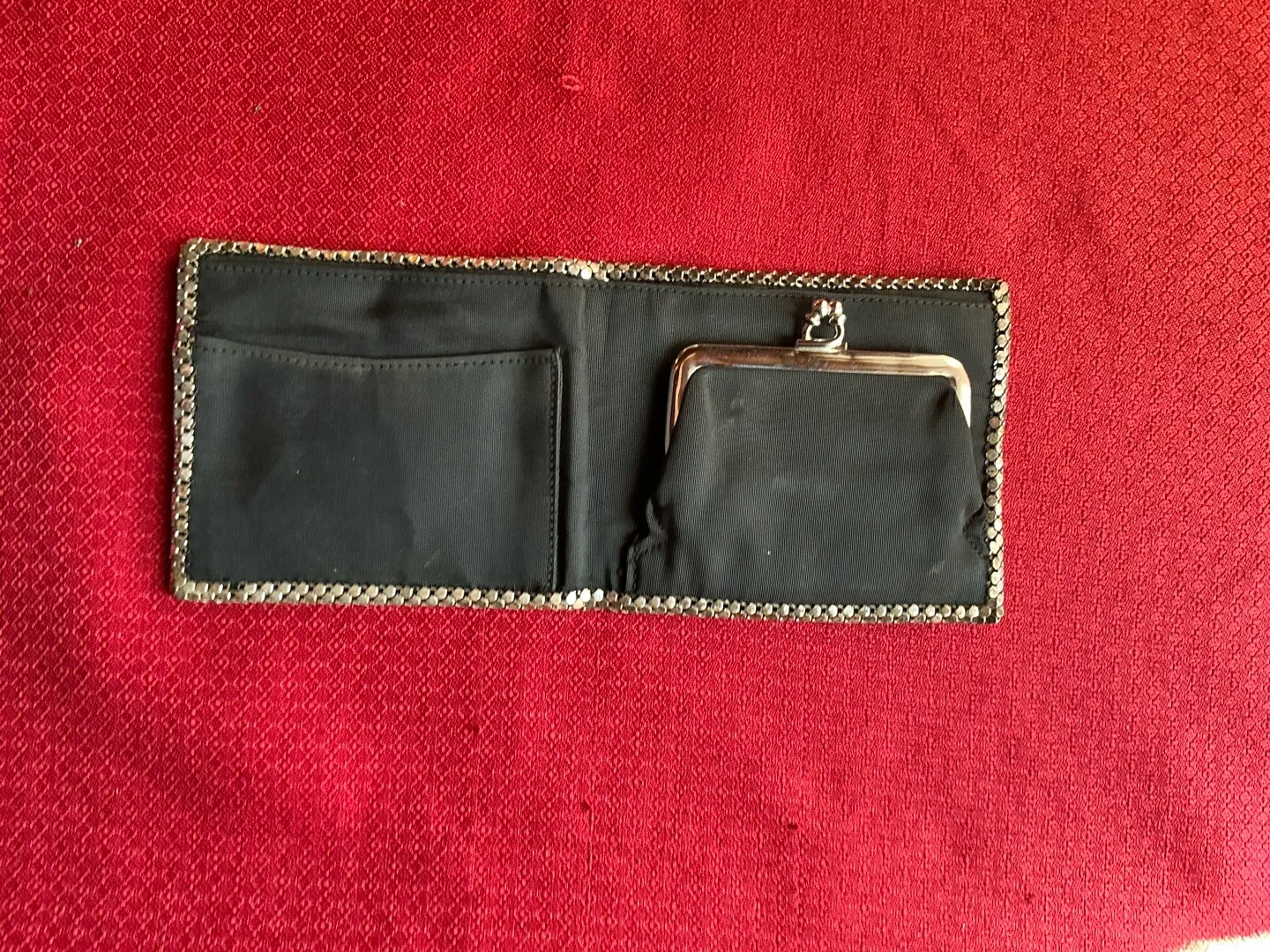 Vintage Whiting & Davis Silver Mesh Bandana Scarf Necklace & Wallet Set USA Made