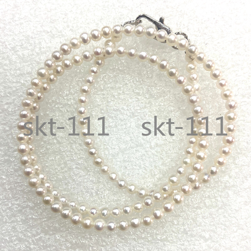Natural 3-4MM White Akoya Freshwater Cultured Pearl Necklace 14-20″ AAAAA