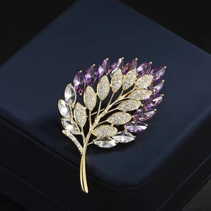 Ornate Leaf Brooch Pin Jewelry Womens Gift