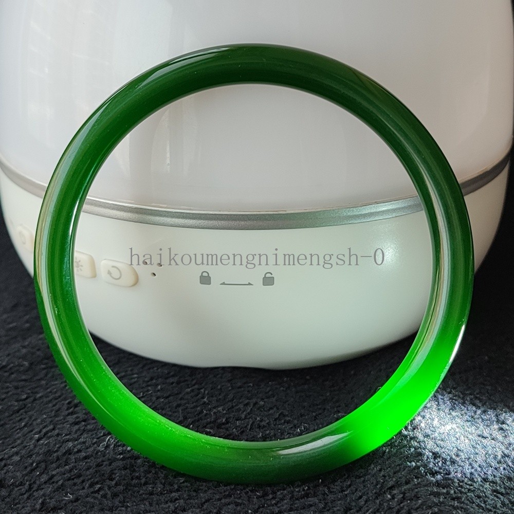 Certified Green 69mm Natural HeTian Jade Jasper Circle Big Bangle Bracelet 7977