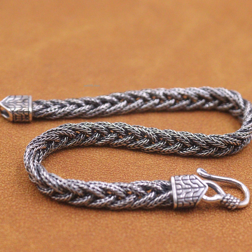 Real 925 Sterling Silver Bracelet For Men Women 5mm Weave Curb Link 7.5-8.2inch