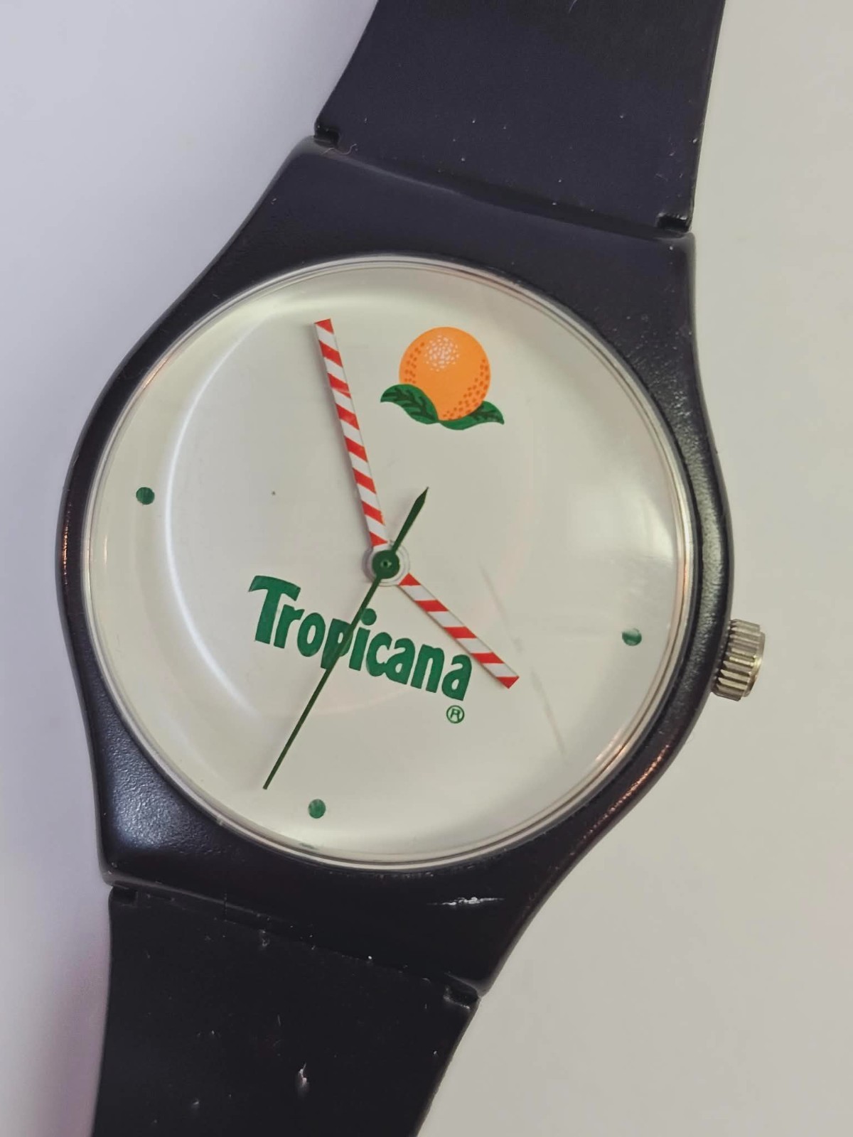 vtg Tropicana Watch Quartz Analog White Dial Promo- Untested- S299- READ