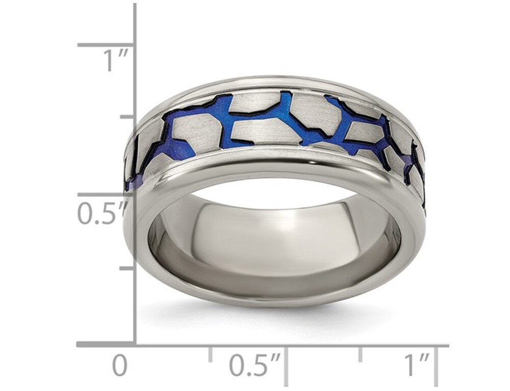 Titanium Blue Adonized Double Grove 9m Band Ring