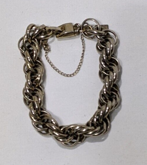Vintage Signed Monet 7″ Gold Tone Heavy Chain Bracelet with Safety Chain Gift
