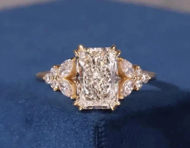 2.80Ct IGI Radiant F-VS1 Lab Grown Diamond Women Engagement Ring 14K Yellow Gold