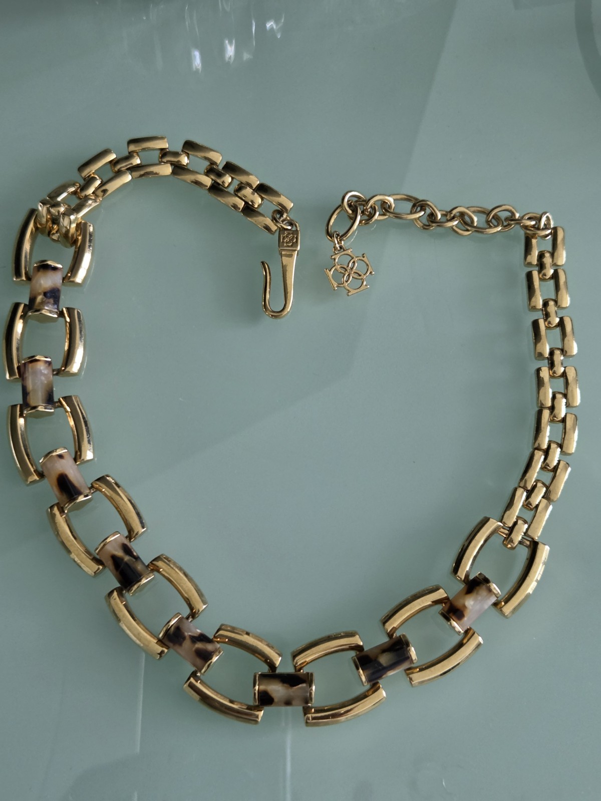 Ann Taylor GoldStone Large Links Necklace & Bracelet animal Print