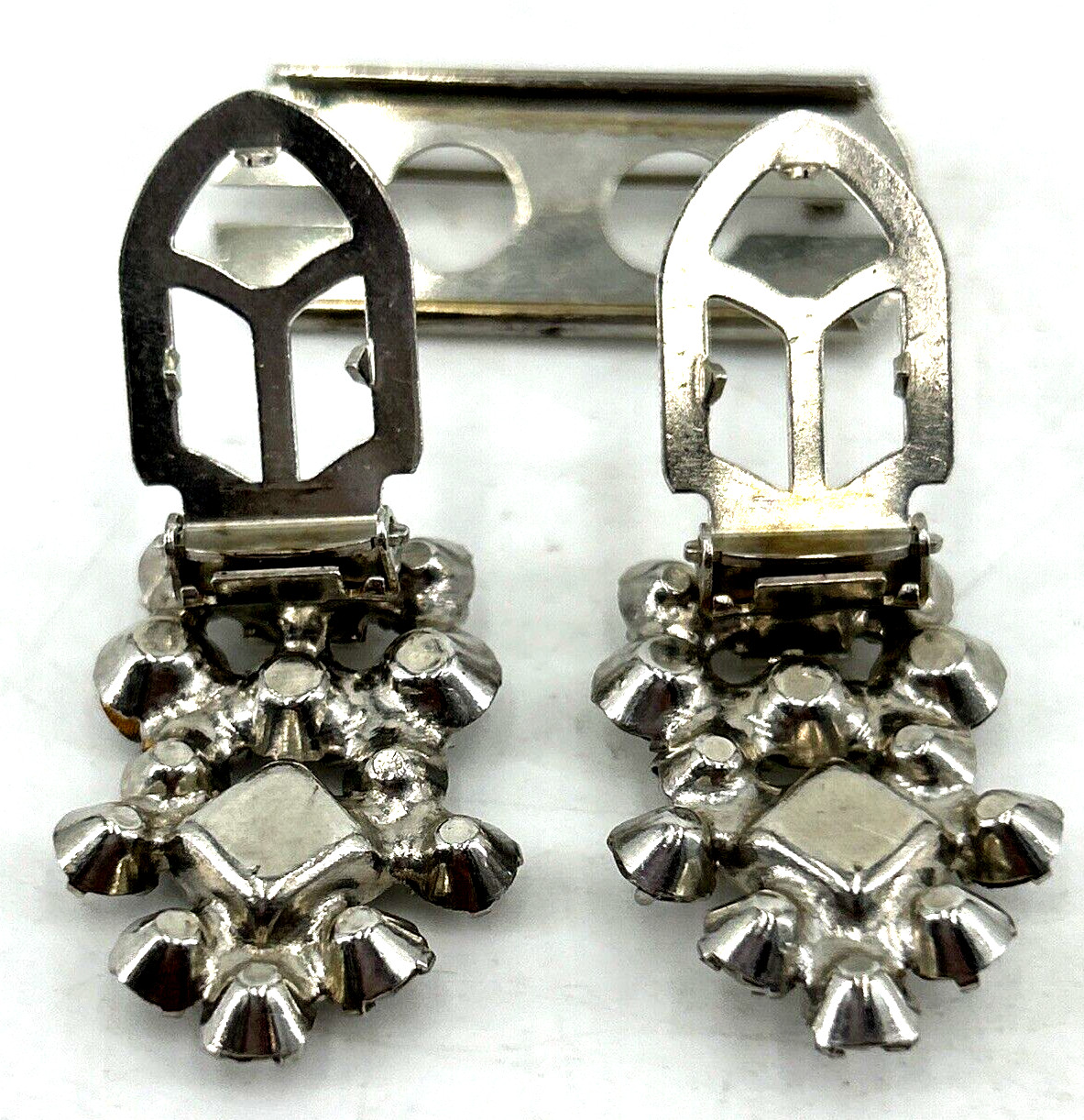 Vintage Rhinestone Brooch Shoe Clip Combination Clear 3 Pieces 2.5″ Glass Stones