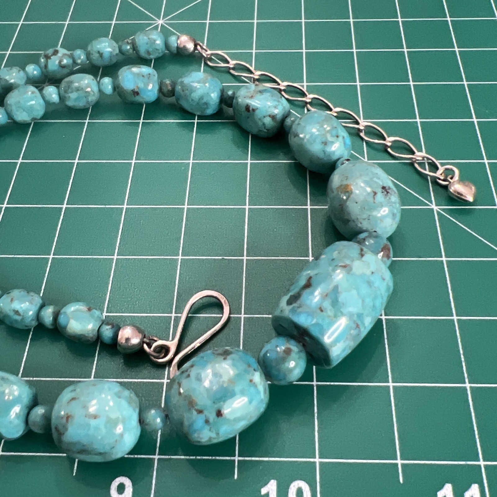 Mine Finds by Jay King DTR Turquoise Beaded Necklace Sterling 925, 17.5”-20.5”