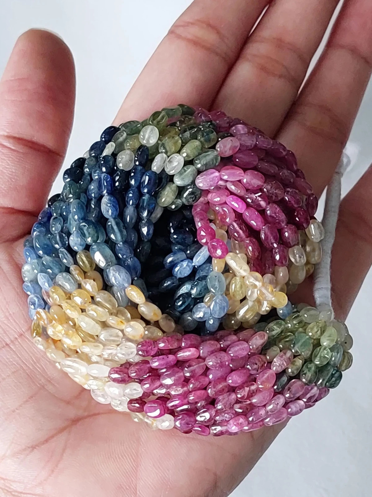 17″ Strand, 4×5 to 4×6 Mm Untreated Multi Precious Smooth Oval Beads/RJS-638