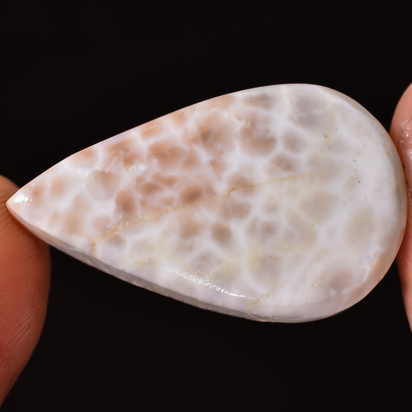 (15X26X6 MM) 17.75 Carat. NATURAL THOMSONITE PINK LARIAMR PEAR CABOCHON GEMSTONE