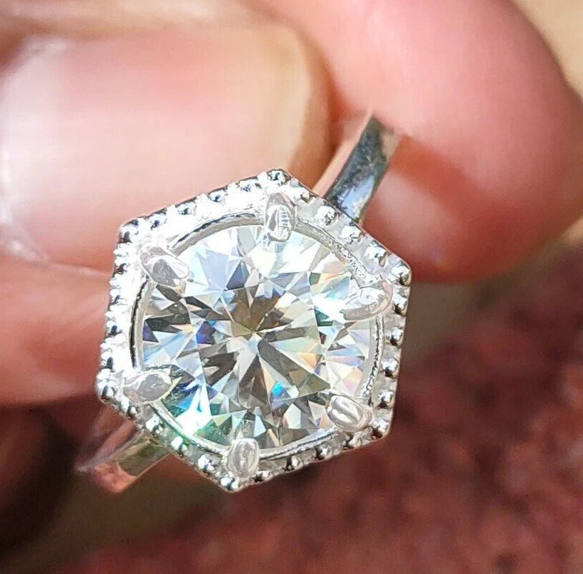 Certified 6.50 Cts. White Diamond Solitaire Ring In 925 Silver – Tariff Free