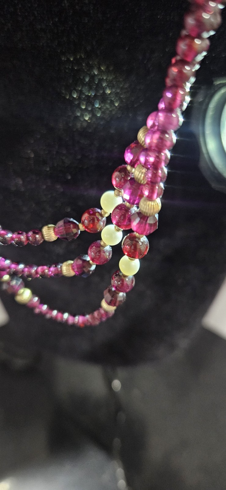 Lot of 4 garnet beaded necklaces different lengths and styles
