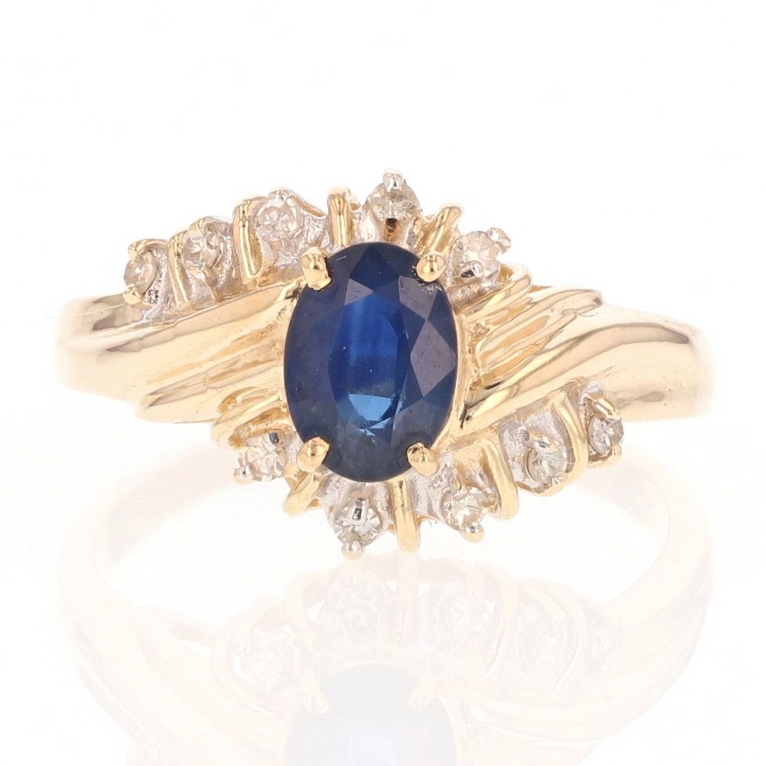1.04ctw Oval Sapphire w/ Diamond Accents Bypass Ring 14k Yellow Gold Size 7.75