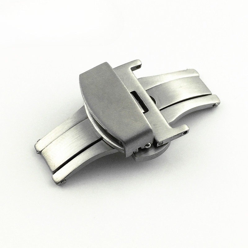 Brushed Solid Stainless Steel Watch Buckle Butterfly Clasp 12 14 16 18 20 22mm