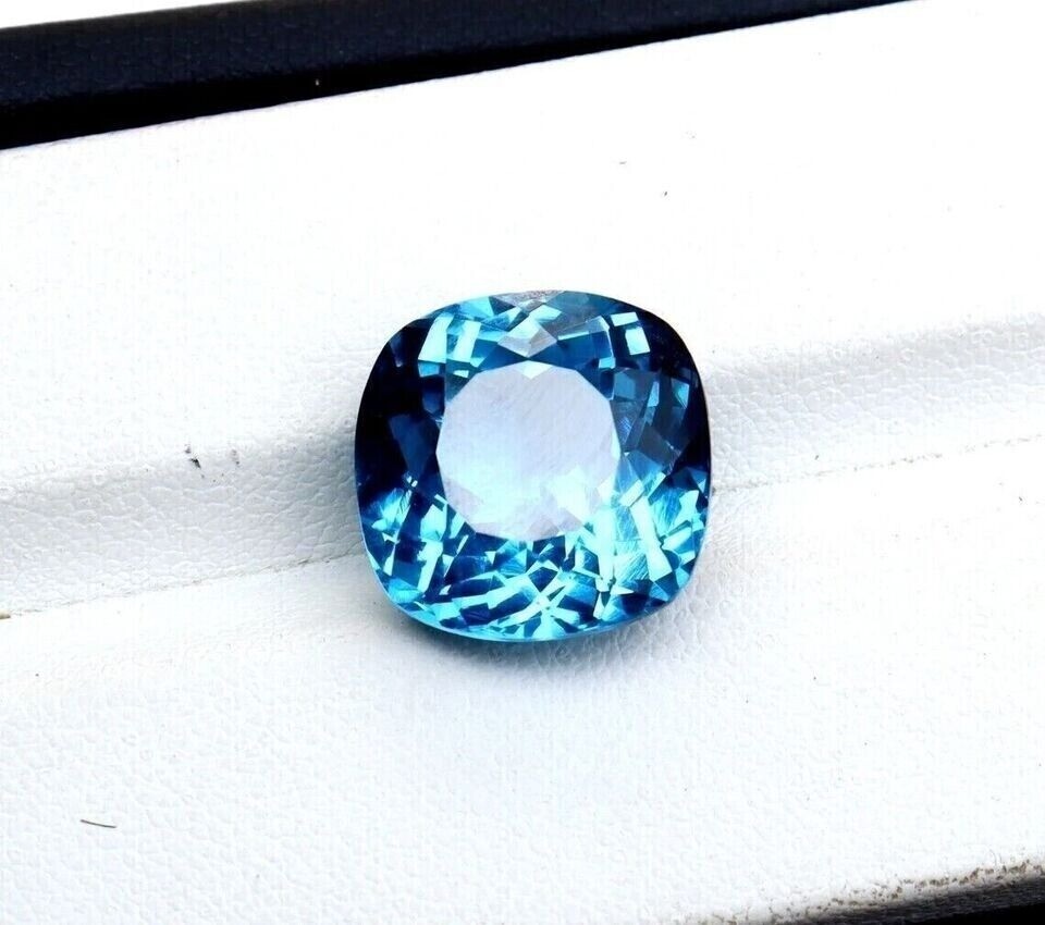 Superb Natural Santa Maria Blue Aquamarine Cushion Cut 12+ Ct Loose Gemstone