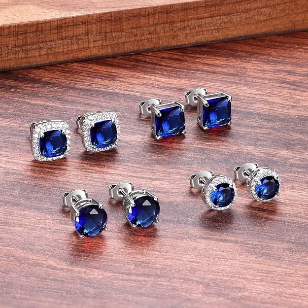 S925 Sterling Silver Stud Earrings Women Men 18K Gold Plated CZ Diamond Halo New