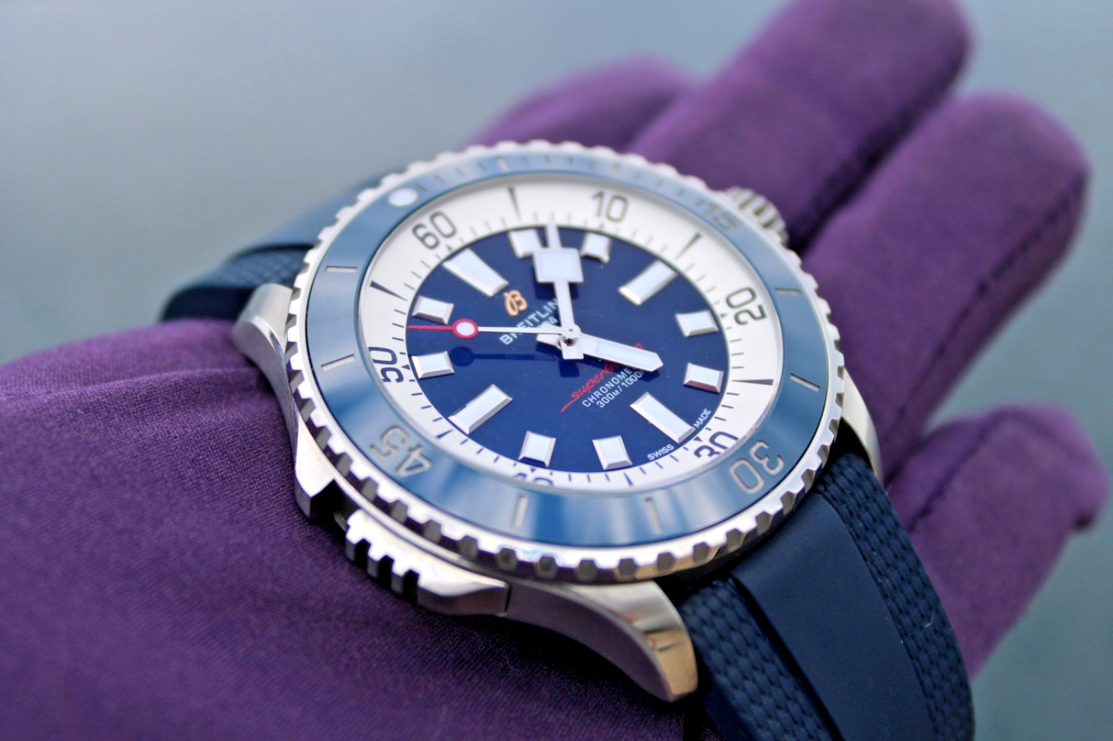Breitling Superocean Automatic 46 Blue Dial Rubber Men’s Watch A17378E71C1S1