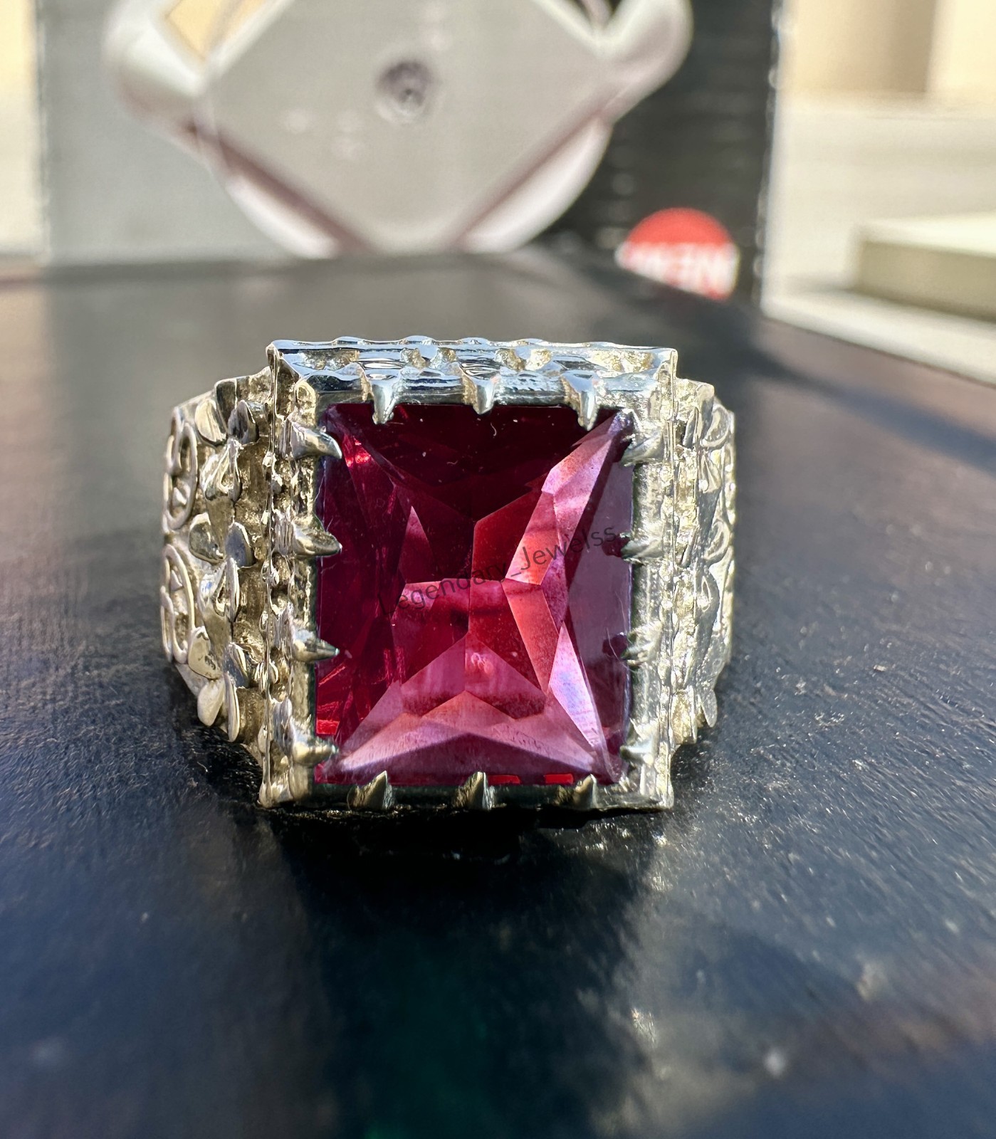 Red Ruby Gemstone With 925 Sterling Silver Ring for Men’s Stylish Ring