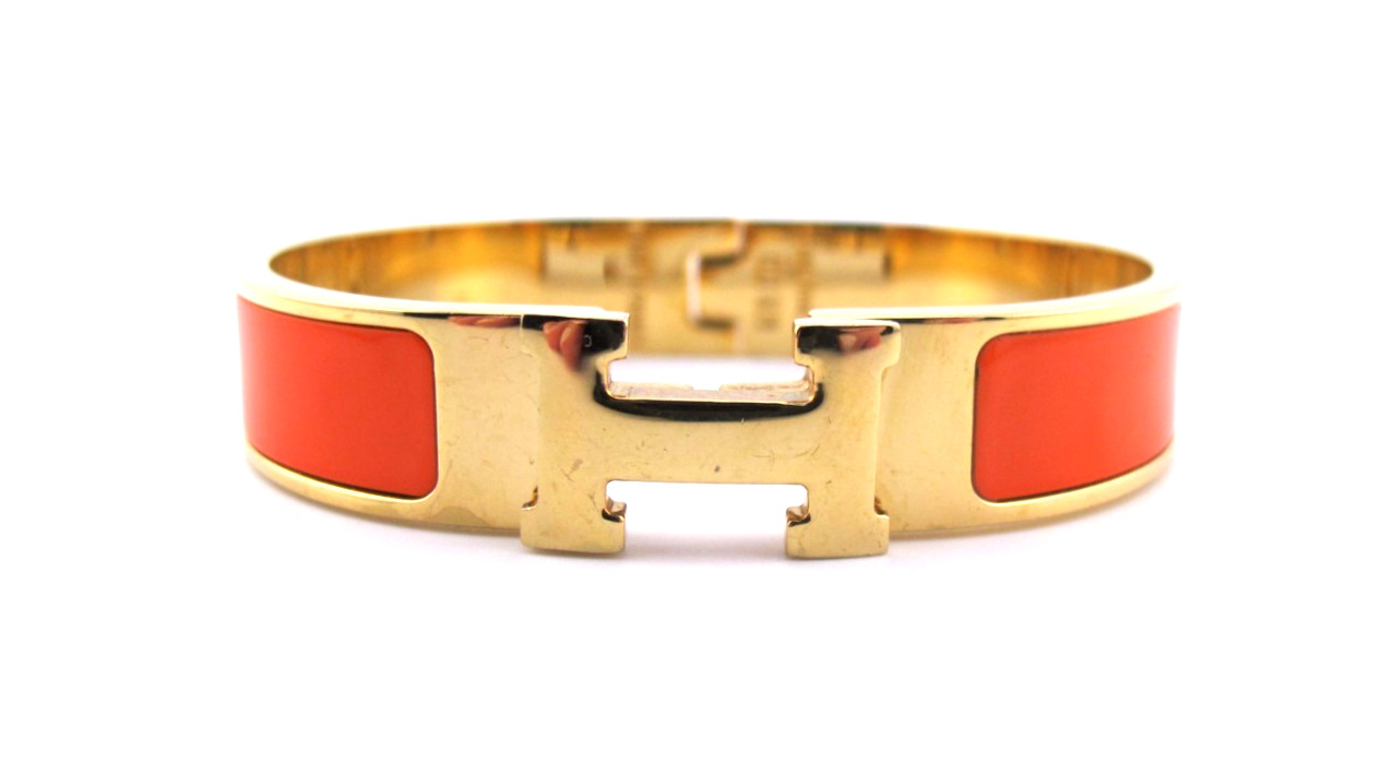 HERMES CLICK CLIC CLAC H BRACELET – Orange & Gold-CP Made In France Logo