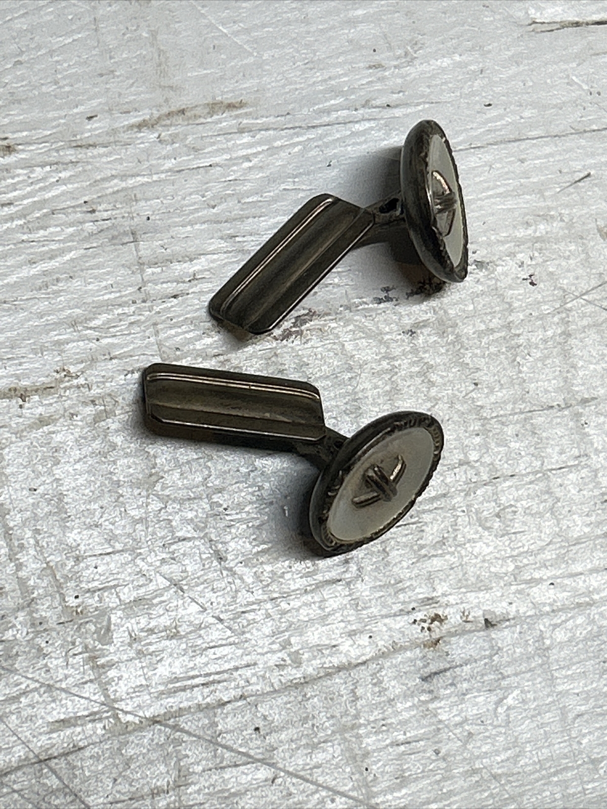 VINTAGE 835 STERLING SILVER MOTHER OF PEARL CUFFLINKS