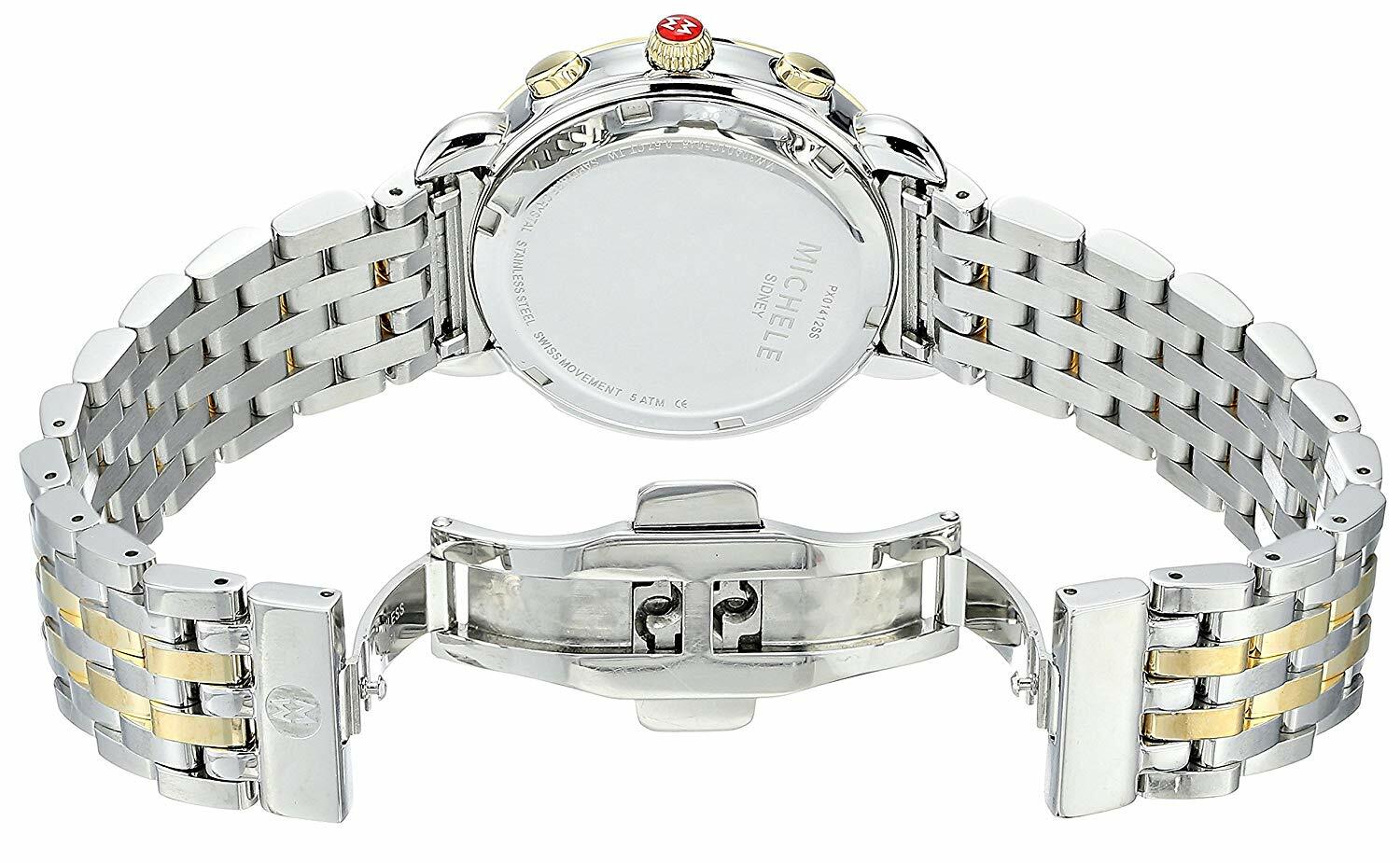 New Michele Sidney Diamond Two-Tone Stainless Steel Ladies Watch (MWW30A000005)