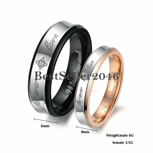 “Forever Love” Engagement Promise Ring Men Women Stainless Steel Wedding Band